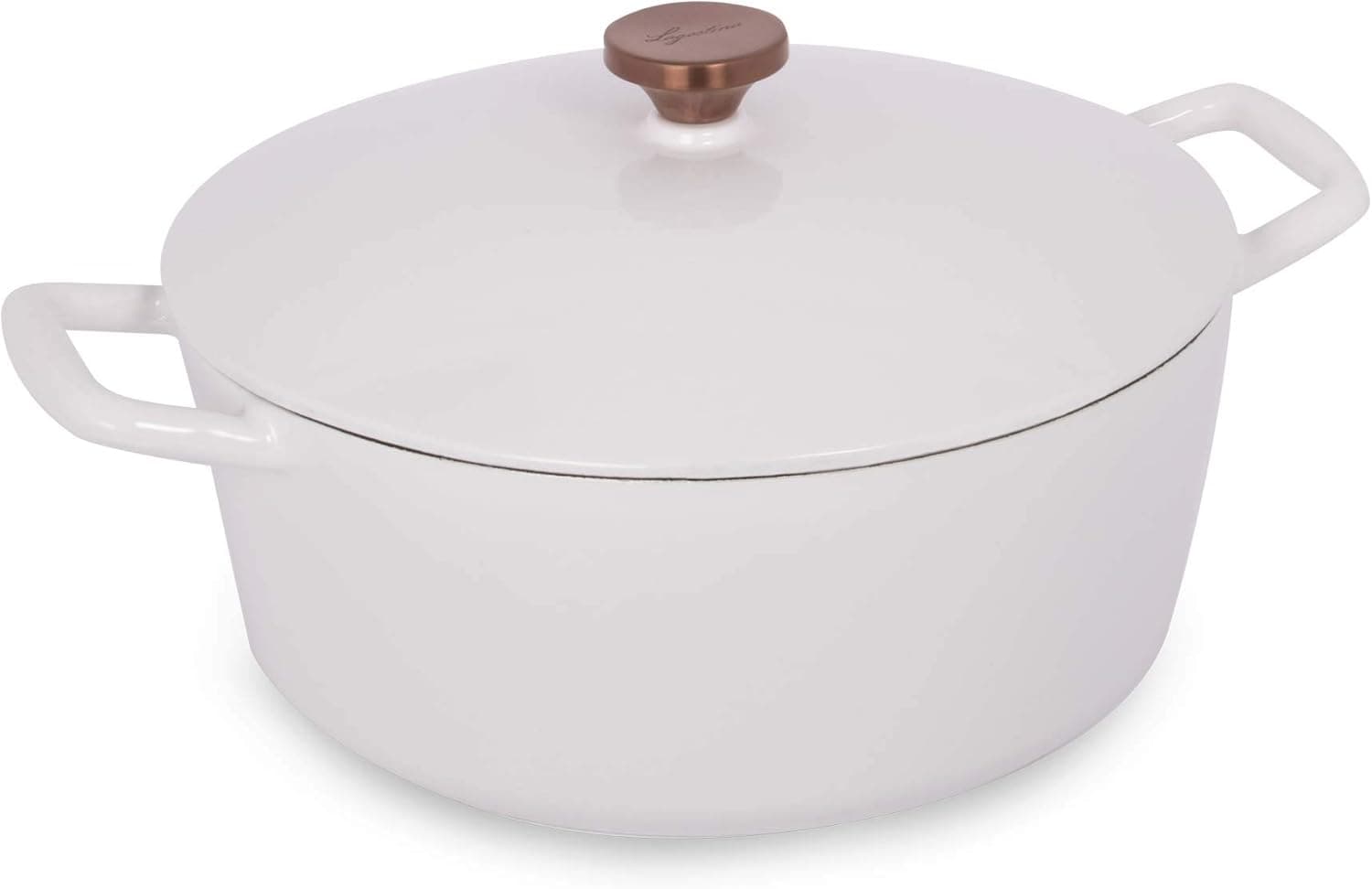 Cocotte ronde en fonte émaillée, 6 litres, couvercle en bronze, Lagostina