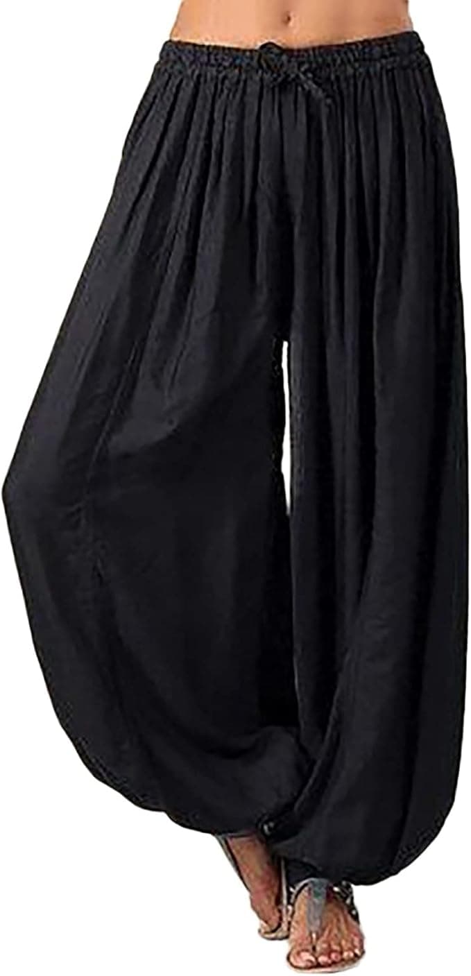 Pantalon de jogging ample en coton et lin Tuduoms