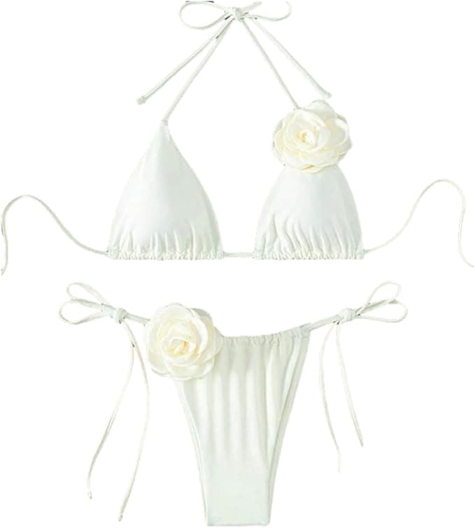 Maillot deux pièces avec fleurs surdimensionnées