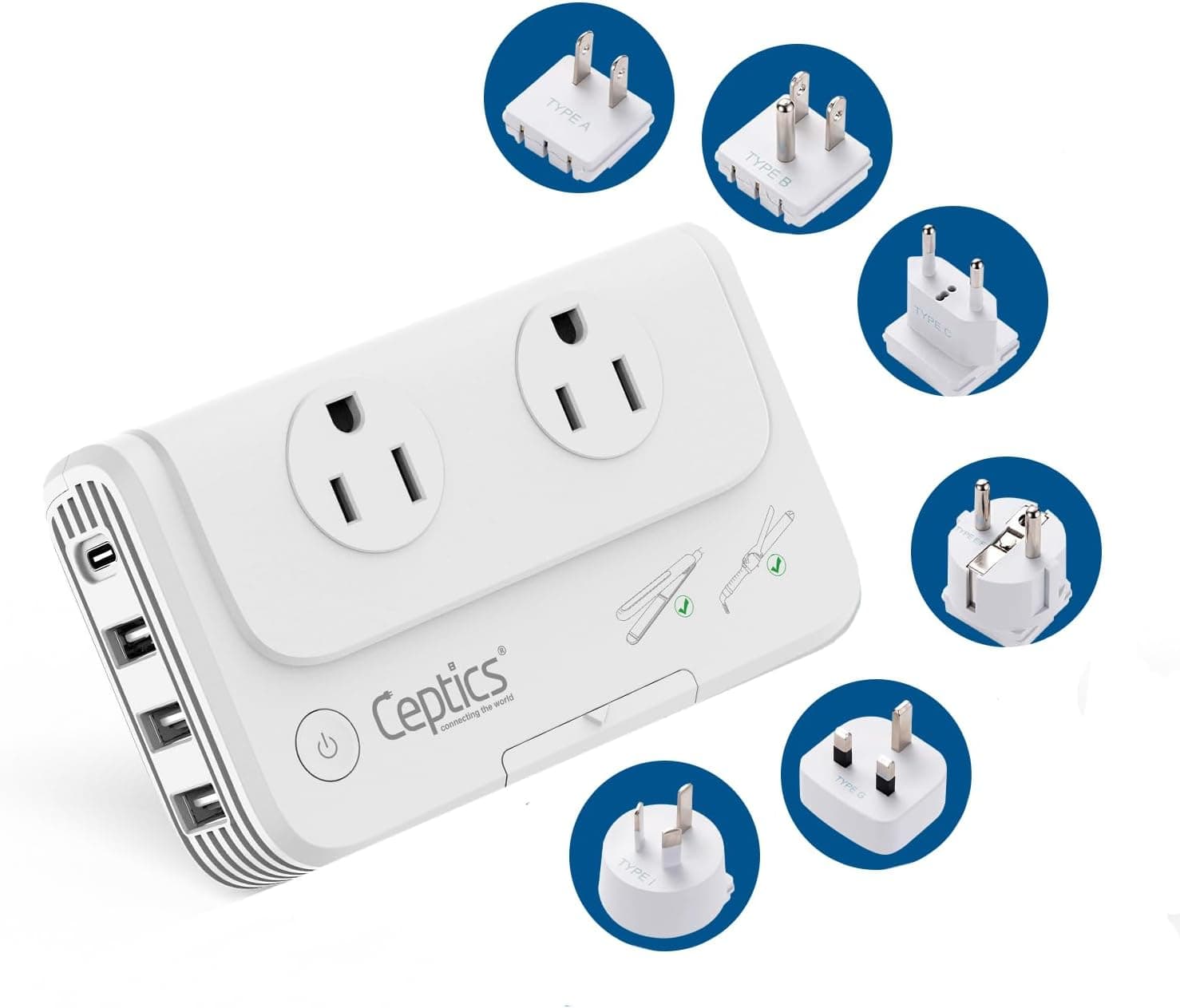 Convertisseur de tension de voyage, le Ceptics 230 W convertit 220 V en 110 V