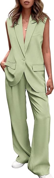Tenue de ville deux pièces, gilet sans manches et pantalon ample