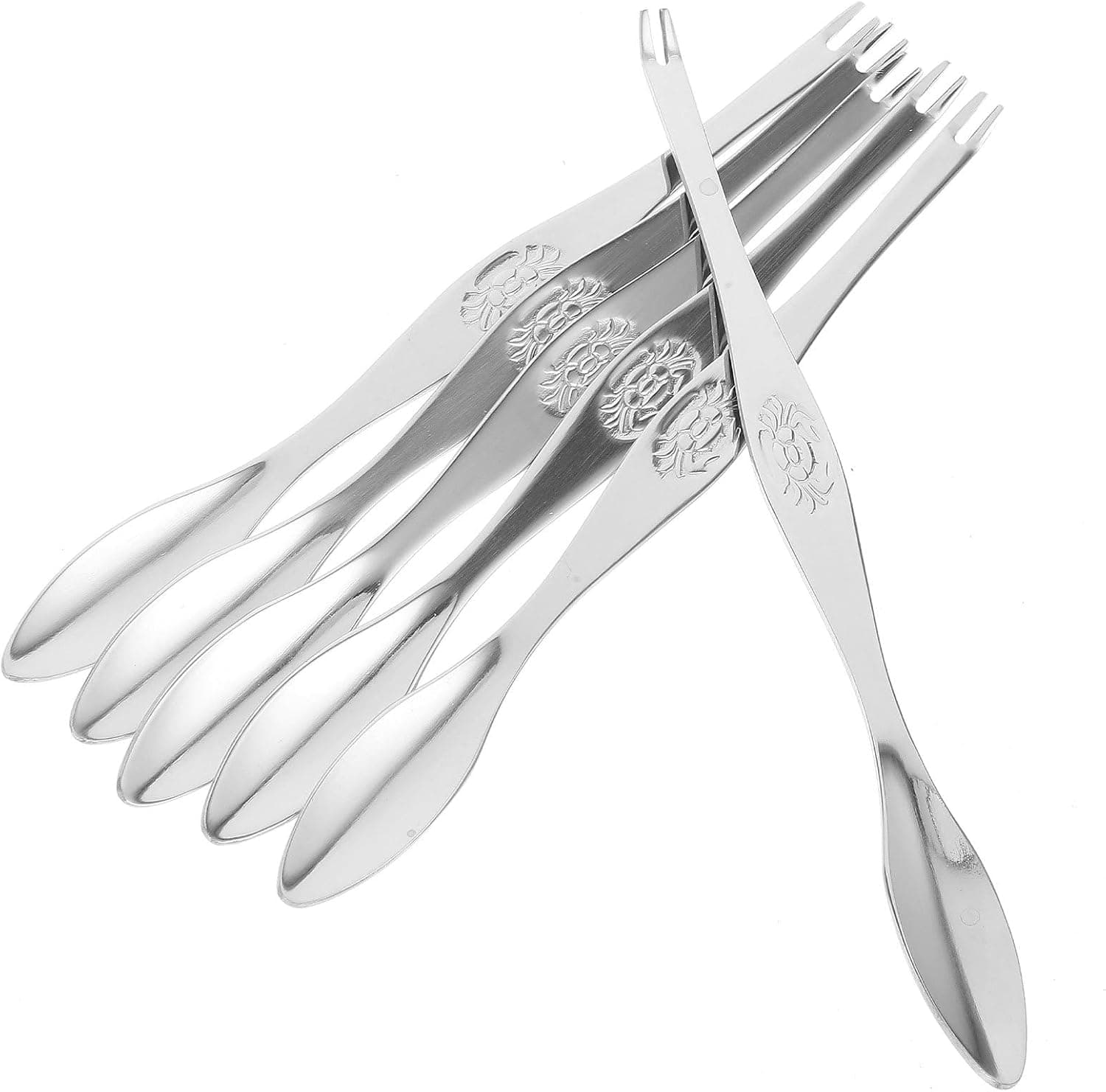 Lot de 6 fourchettes à crabe en acier inoxydable