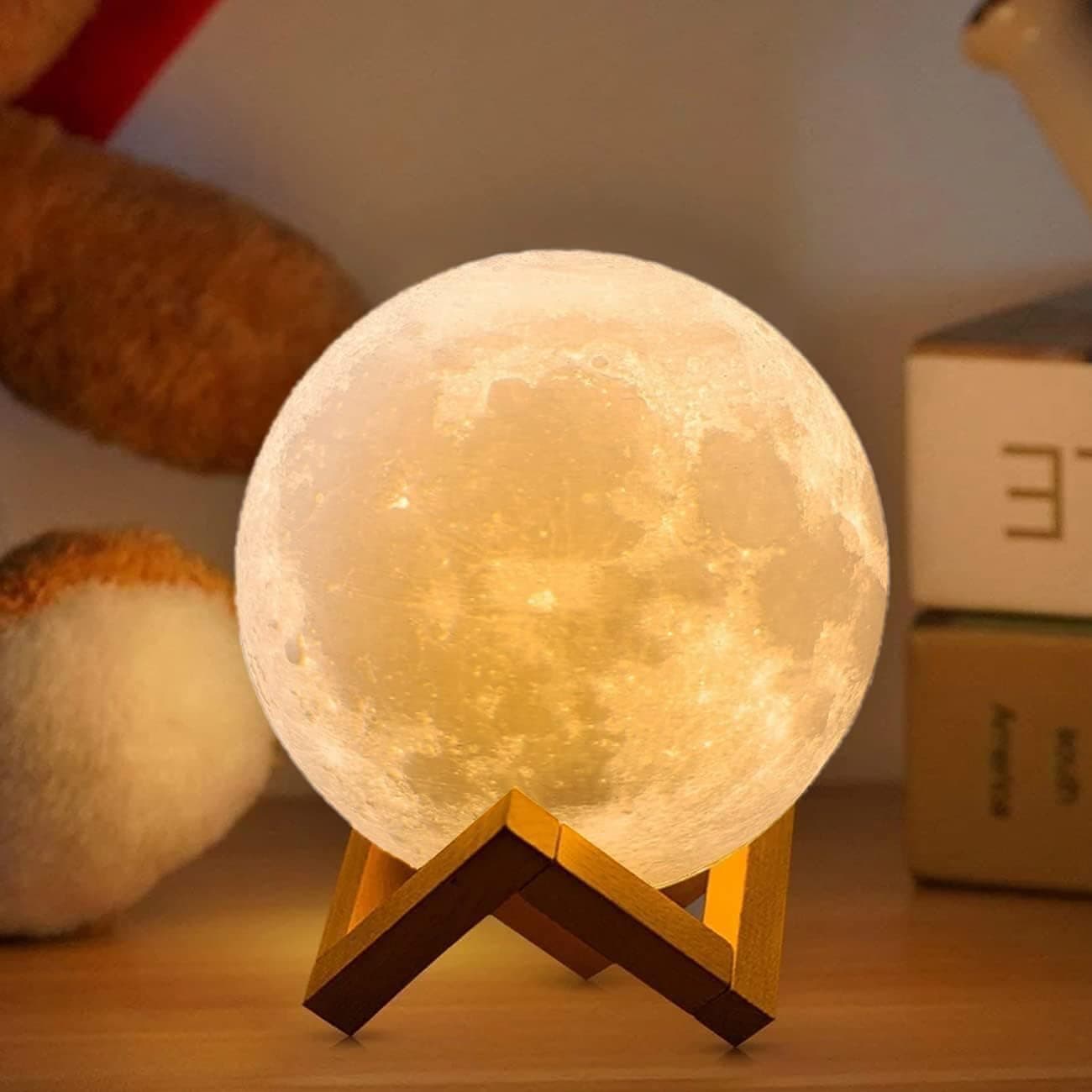 Veilleuse 3D en bois avec télécommande et recharge USB