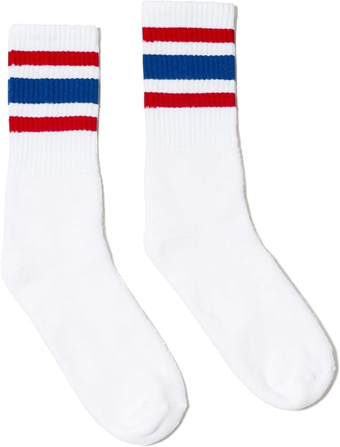 SOCCO Chaussettes américaines à rayures rouges et bleues