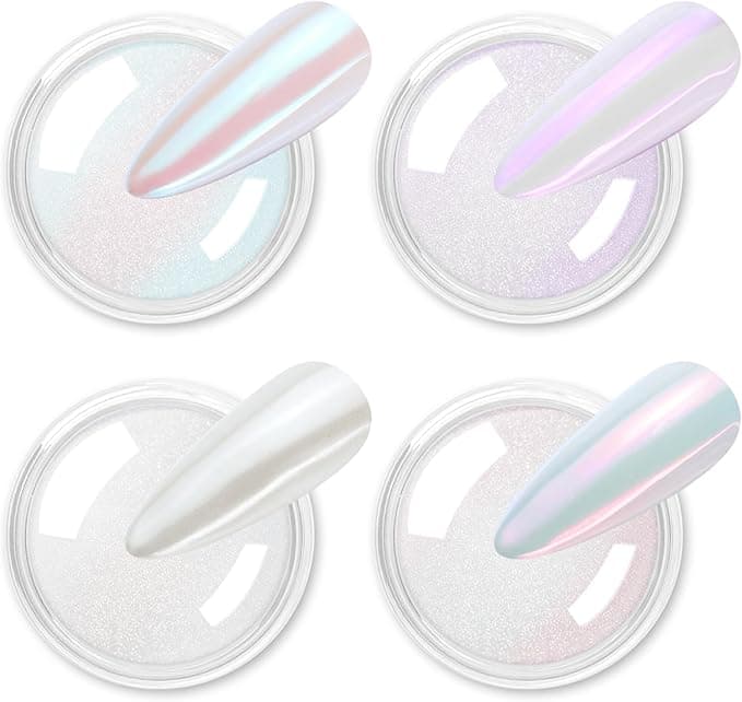 Ensemble de 4 pots de poudre chromée pour les ongles