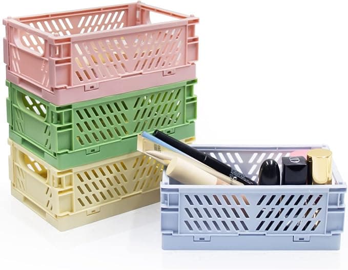 Lot de 4 mini caisses de rangement pliables