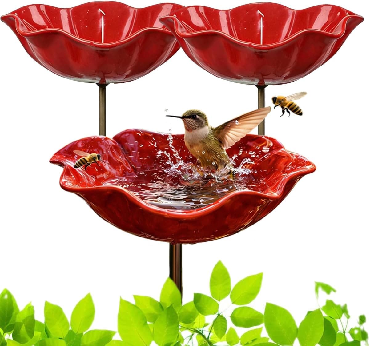 Lot de 3 piquets de jardin faits à la main en métal pour extérieur