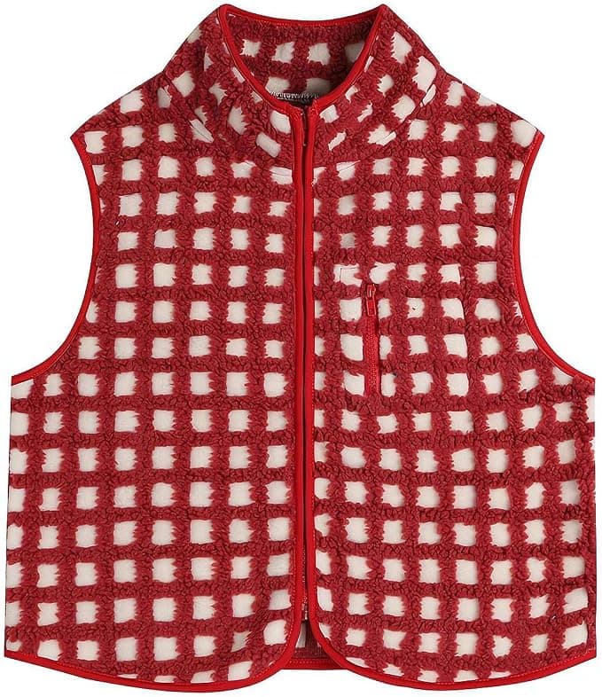 Gilet d'hiver en polaire à carreaux