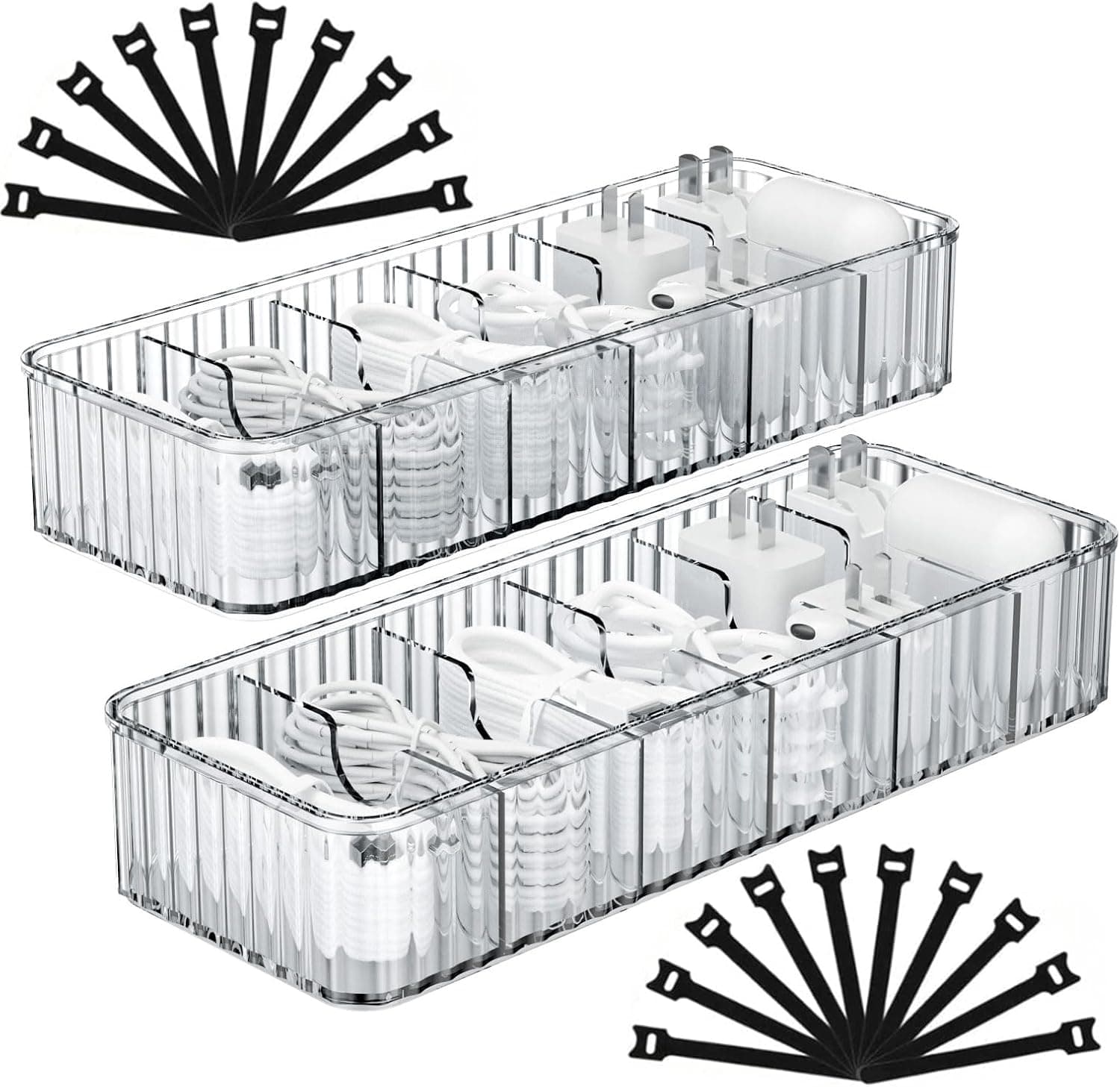 Lot de 2 boîtes de rangement de câbles