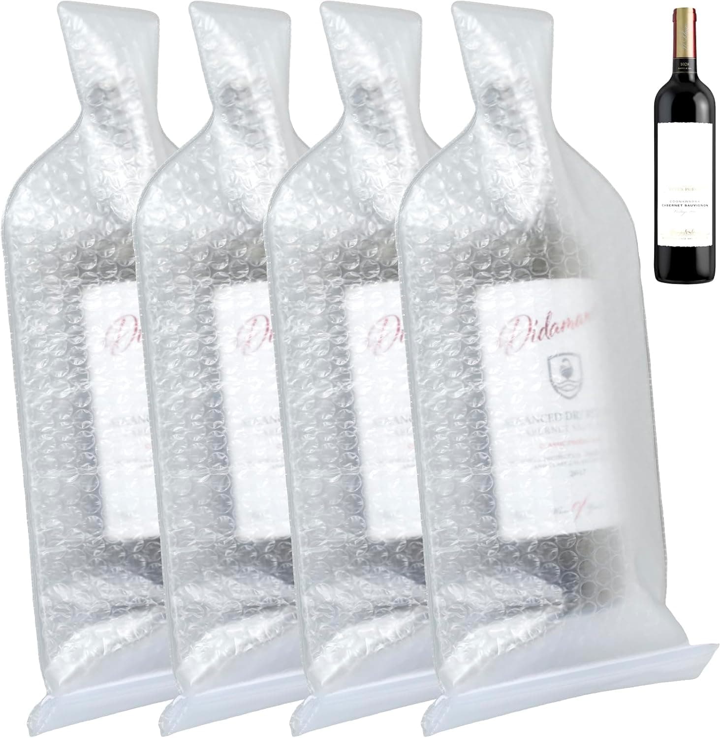 Lot de 4 sacs de protection réutilisables pour bouteille de vin