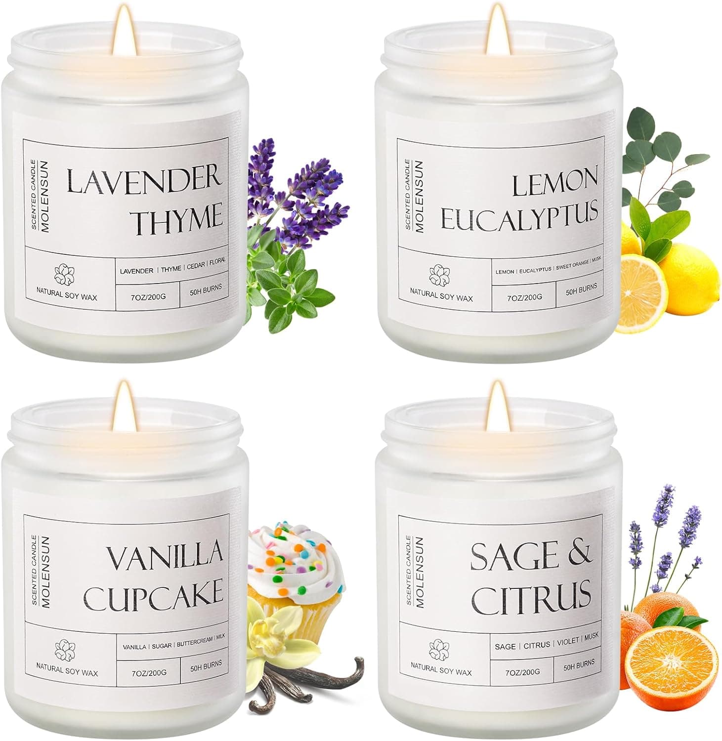 Lot de 4 bougies parfumées pour la maison