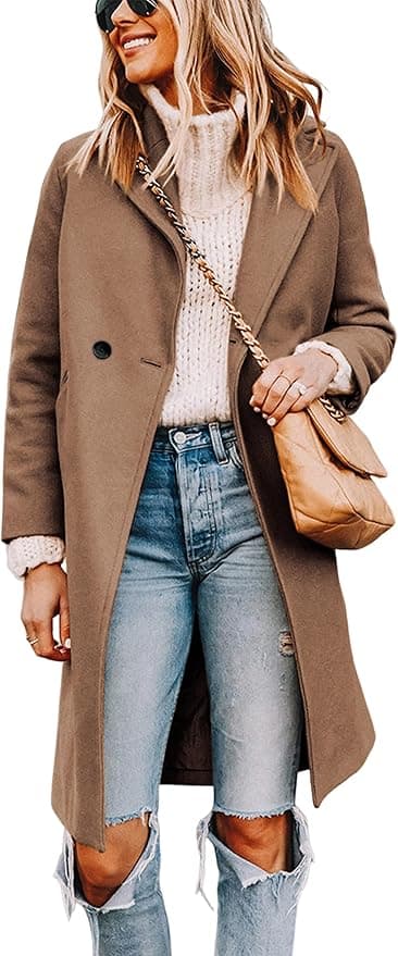 Manteau mi-long croisé à double boutonnage - Amazon