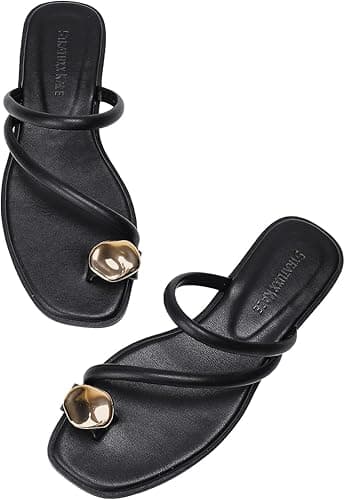 Sandales plates à bout ouvert pour femme, Amazon