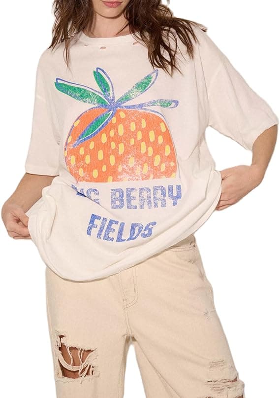  T-shirt surdimensionné pour femme Imprimé graphique