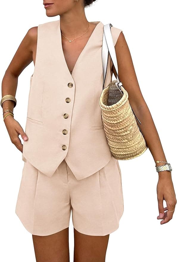Ensemble de veste sans manches et de short taillé