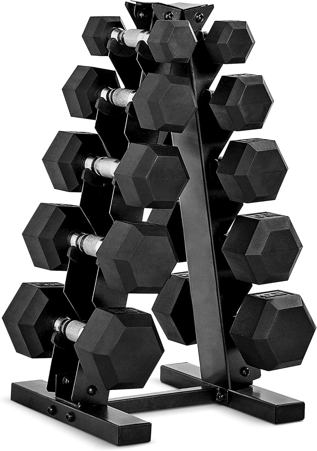 Ensemble d'haltères avec support vertical