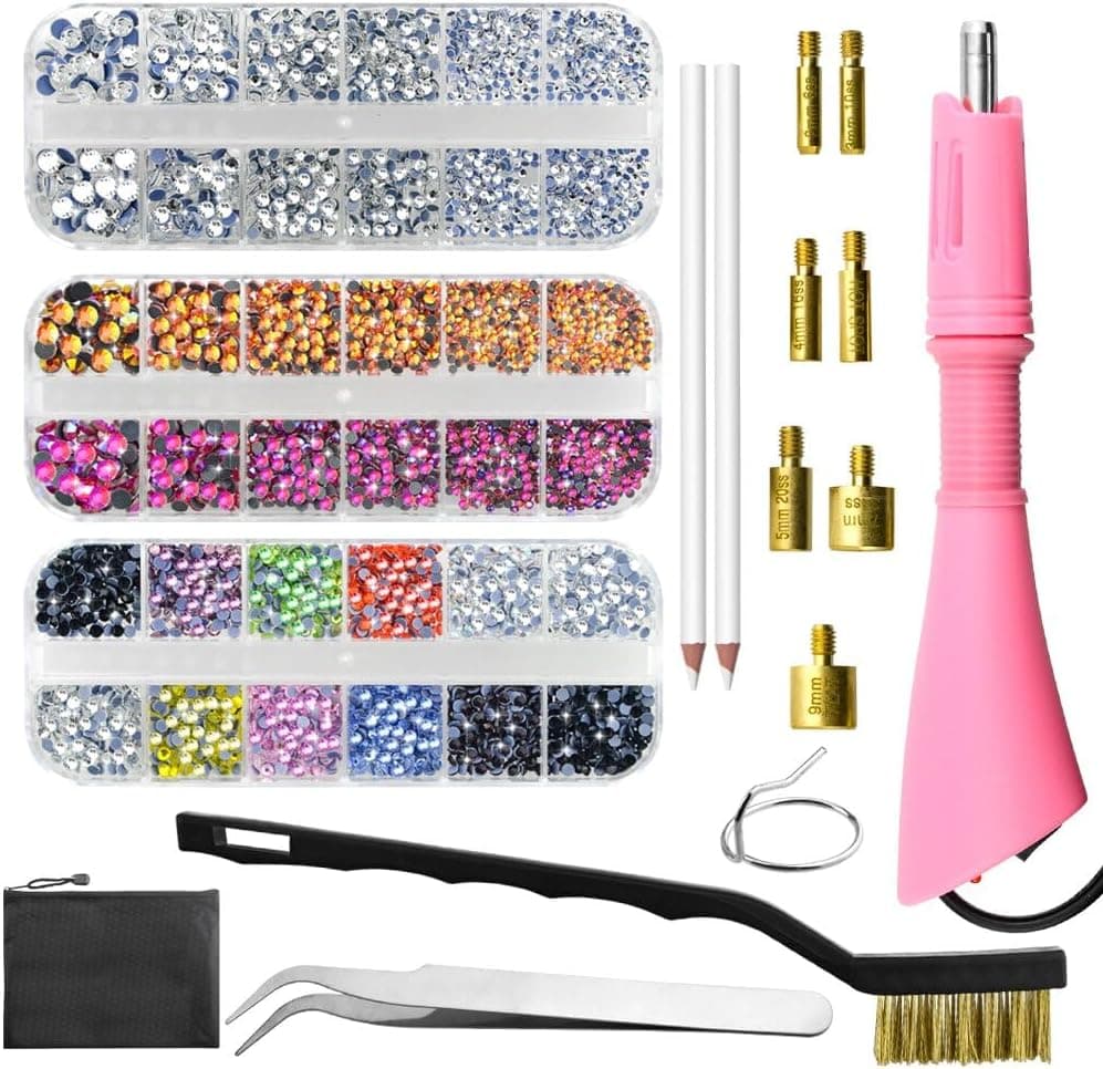 Kit de broderie avec strass, outil applicateur Hot Fix