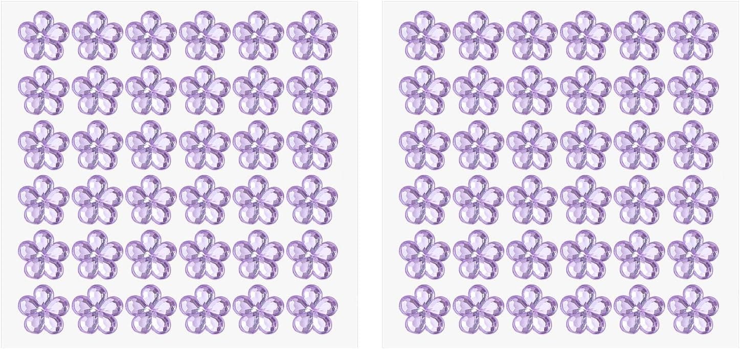 Lot de 2 feuilles d'autocollants en strass en forme de fleurs