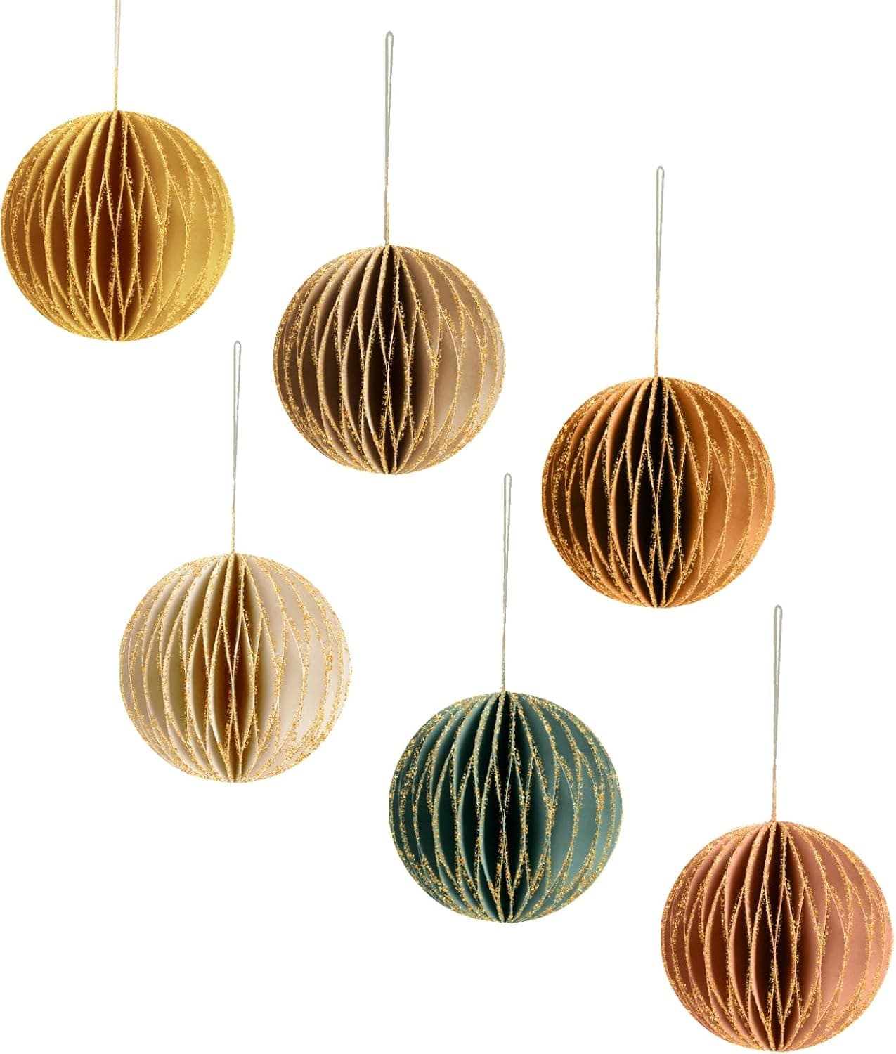 6 ornements de Noël rondes en papier