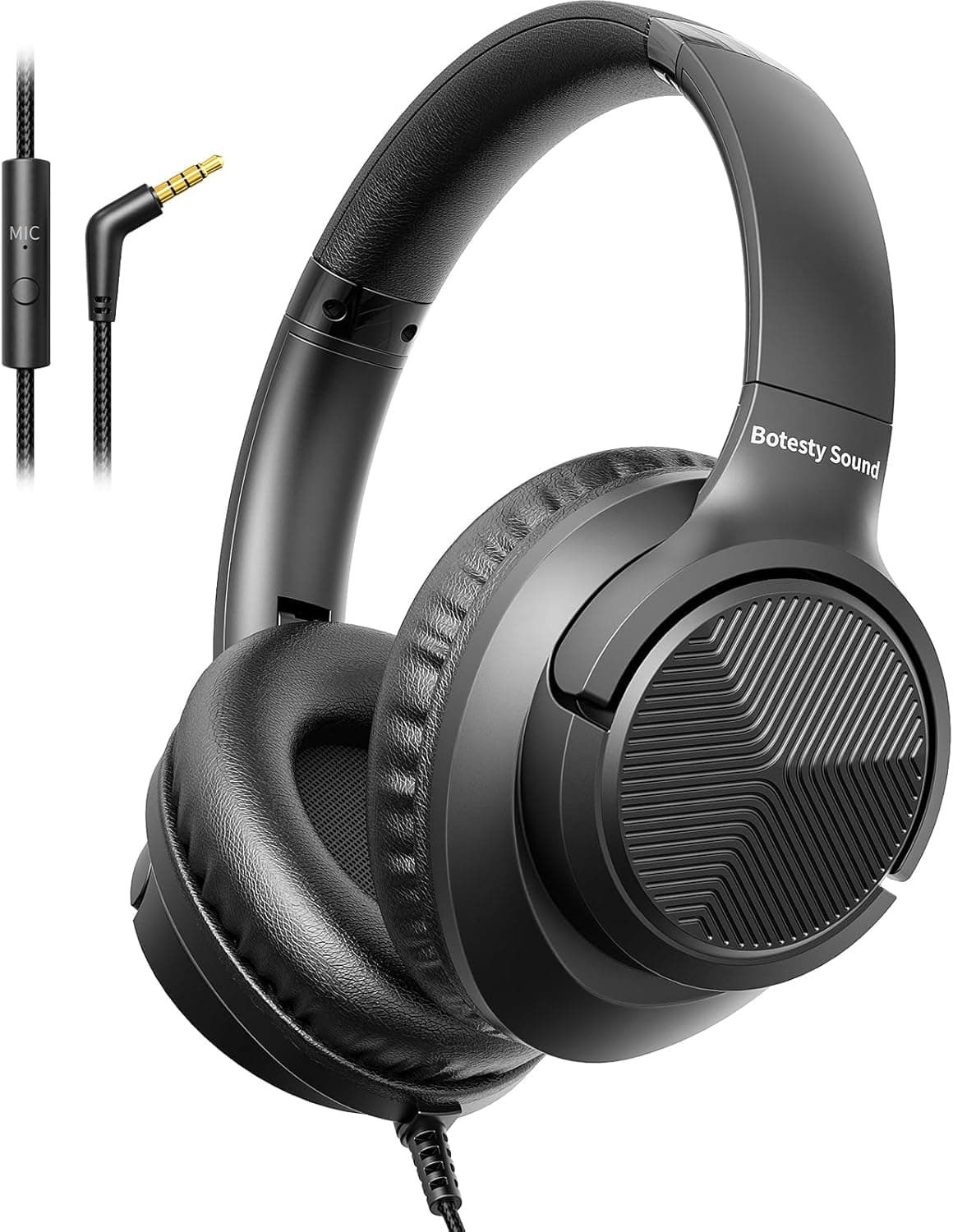 Casque filaire avec microphone, casque pliable supra-auriculaire avec prise de 3,5 mm