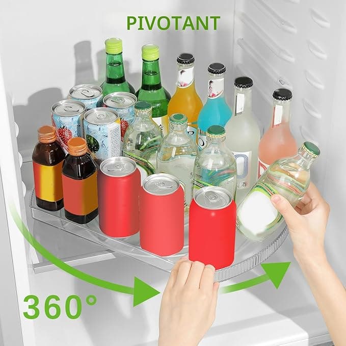 Lazy Susan Organiseur de plateau tournant pour réfrigérateur, rotation à 360°