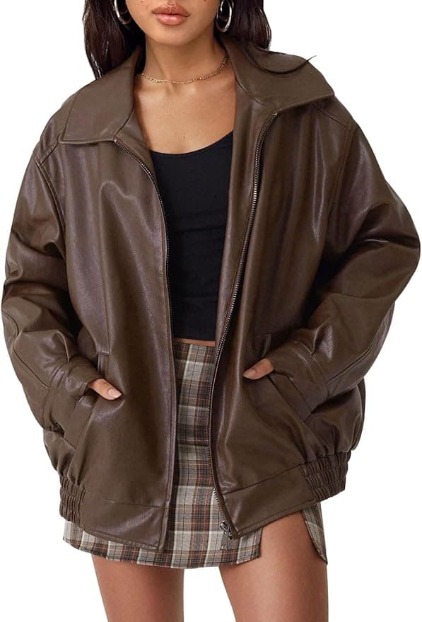 En solde: veste en cuir surdimensionnée