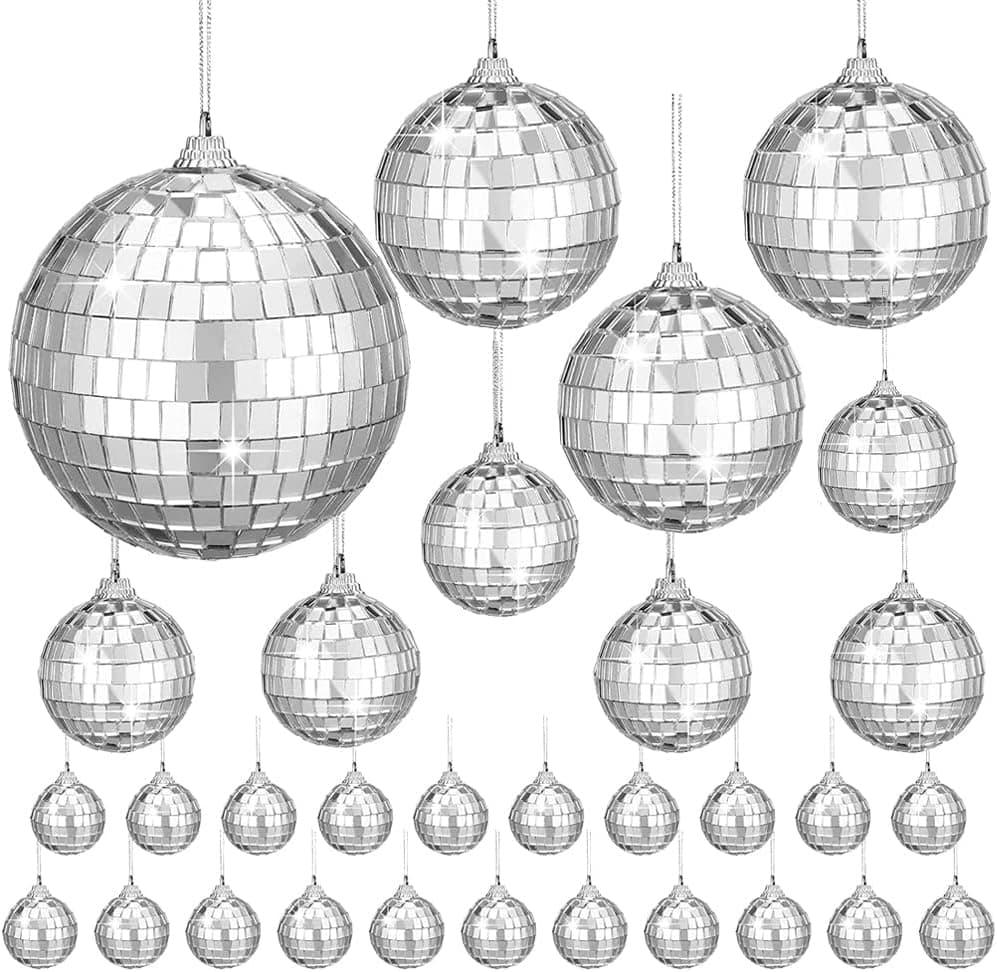 40 boules disco argentées à suspendre
