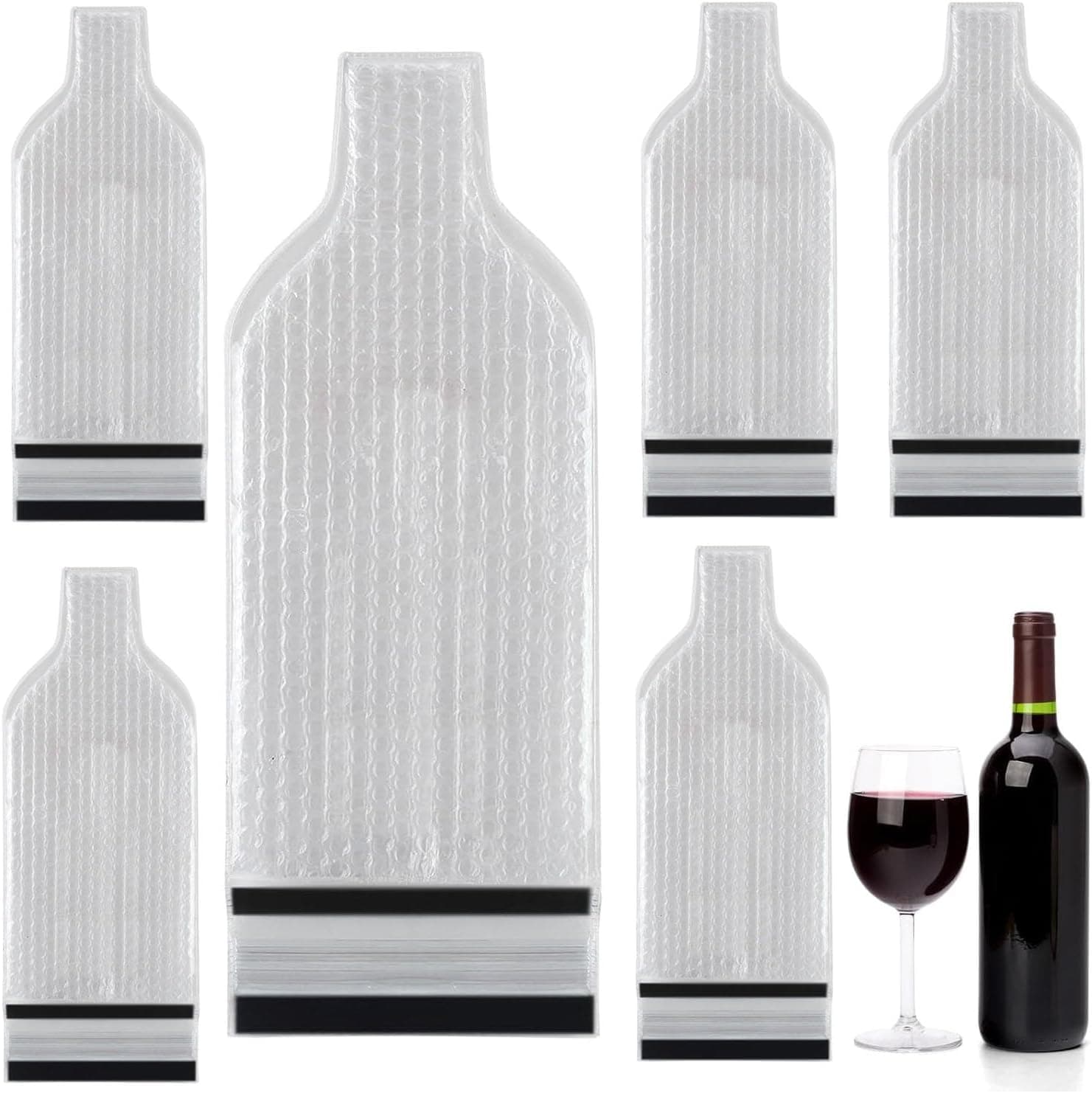 Lot de 6 sacs de protection réutilisables pour bouteille de vin