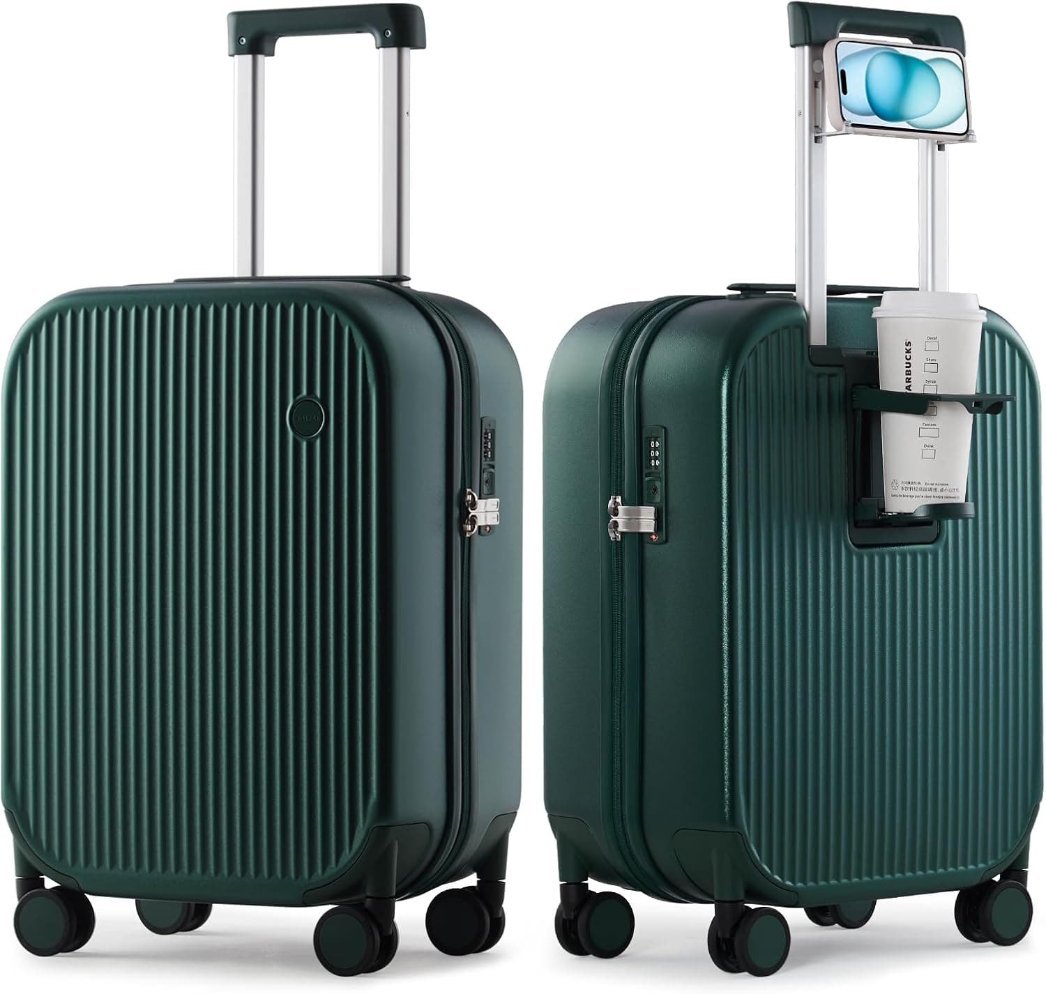 Bagages avec porte-gobelet et coque rigide à roulettes pivotantes