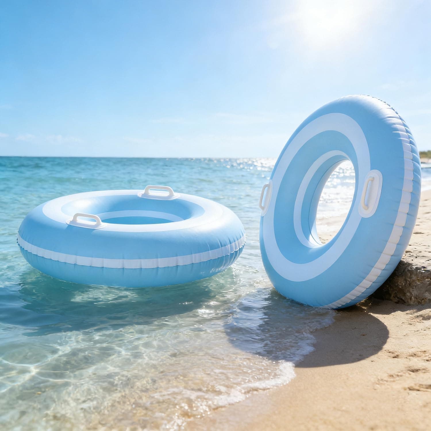 Lot de 2 flotteurs de piscine gonflables avec poignées