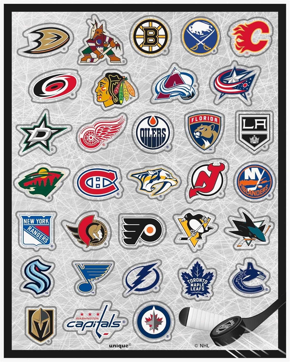 Lot de 4 feuilles d'autocollants de hockey NHL - Amazon