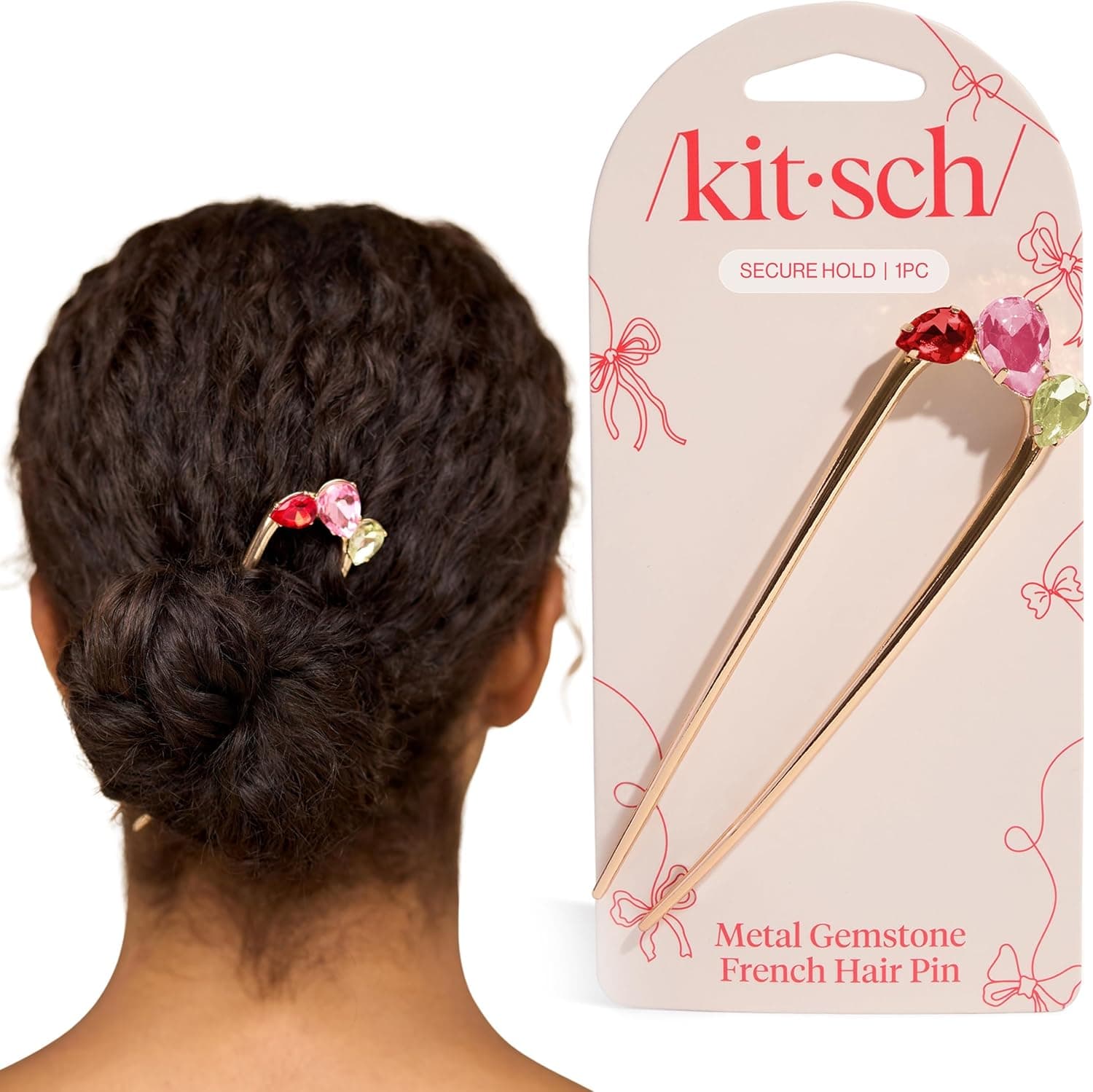 Épingle à cheveux française avec pierres décoratives, Kitsch