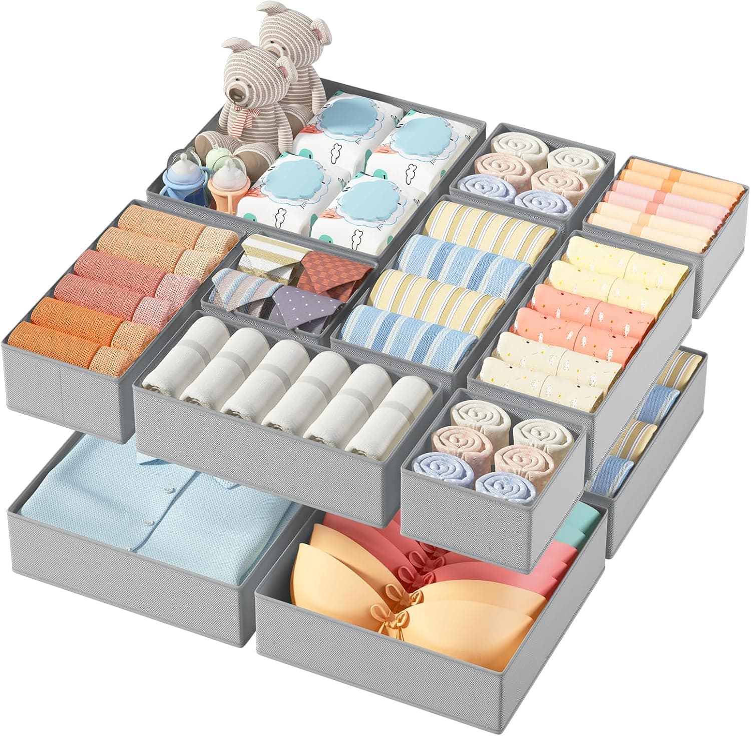 Lot de 12 organiseurs de tiroir en tissu