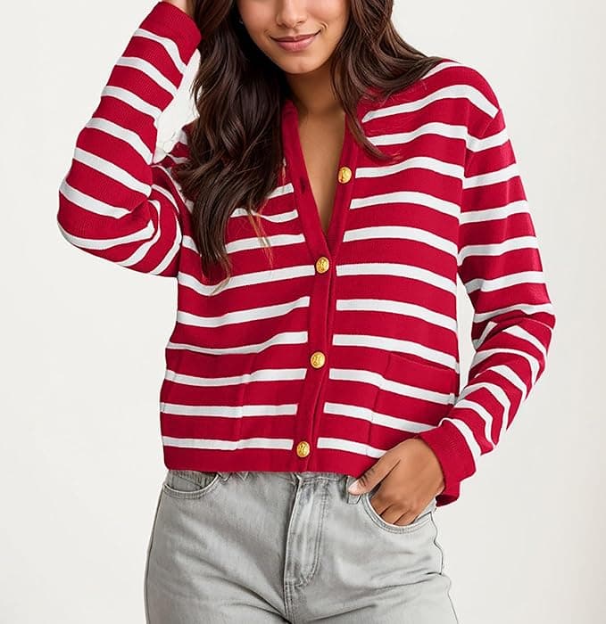 Cardigan en tricot rayé