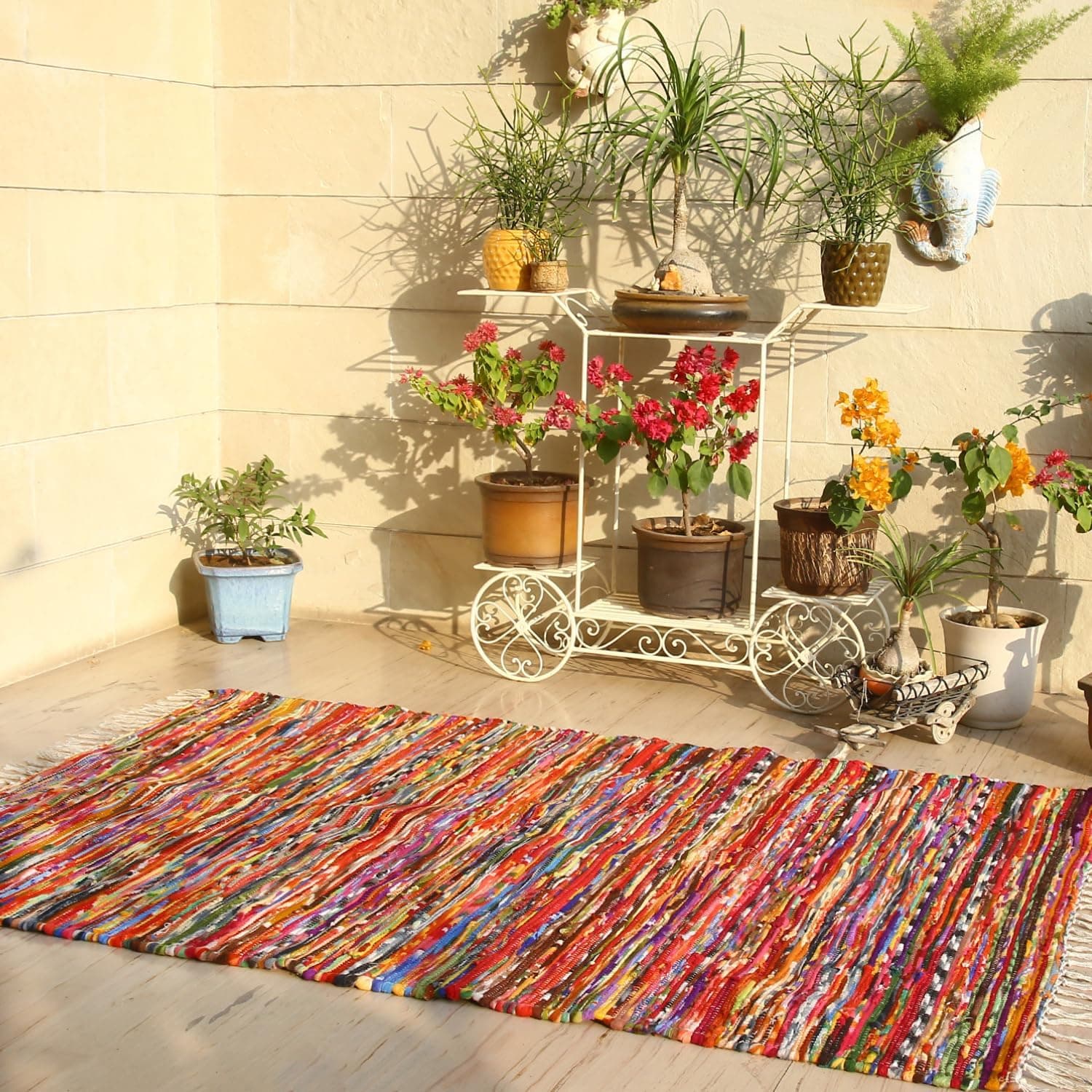 Tapis tissé en Coton Multicolore, Amazon