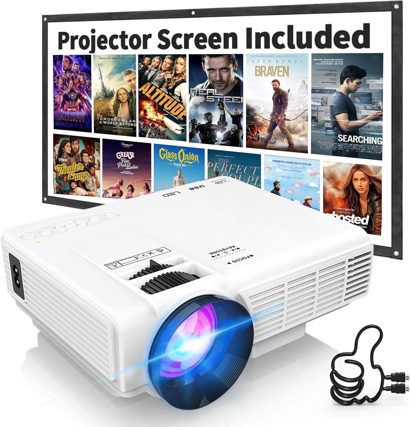 Projecteur pour l'extérieur avec écran de projection inclus