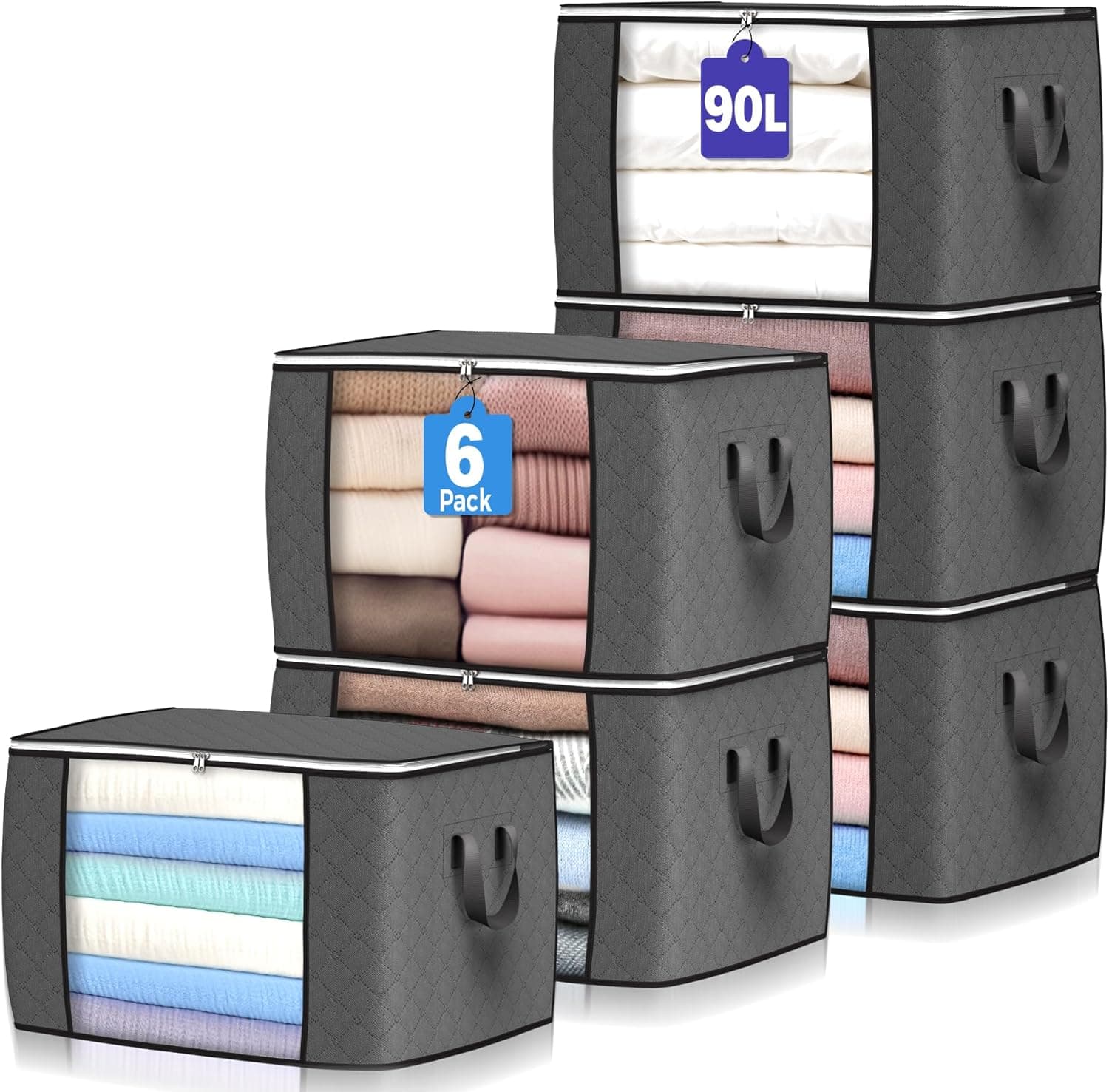 Ensemble de 6 grands sacs de rangement pliables