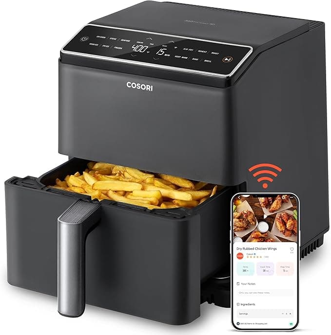 Friteuse COSORI 6.8QT, 12-en-1 Dual Blaze, repas croustillants