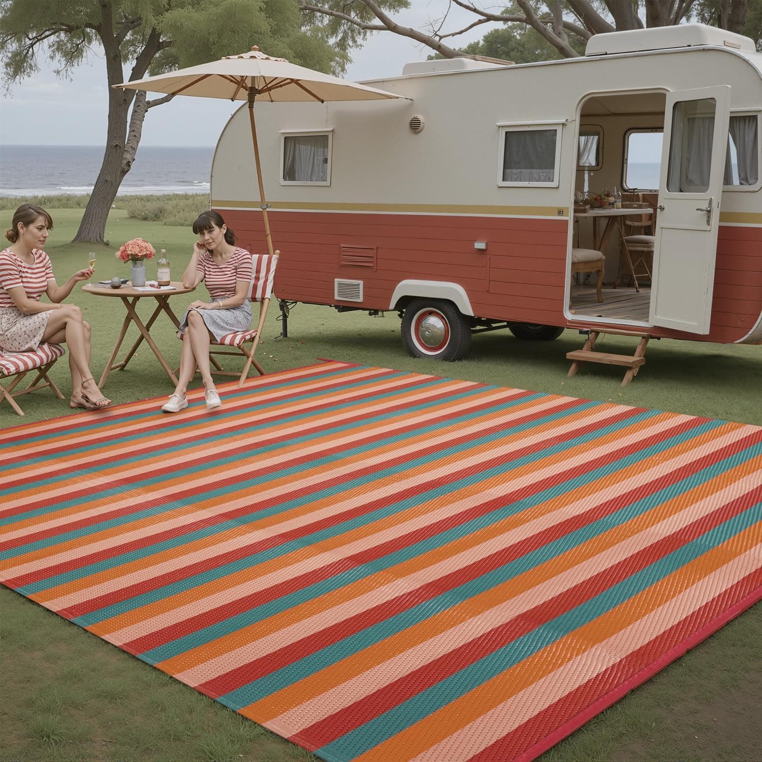 Tapis d'extérieur imperméable en paille réversible, Amazon