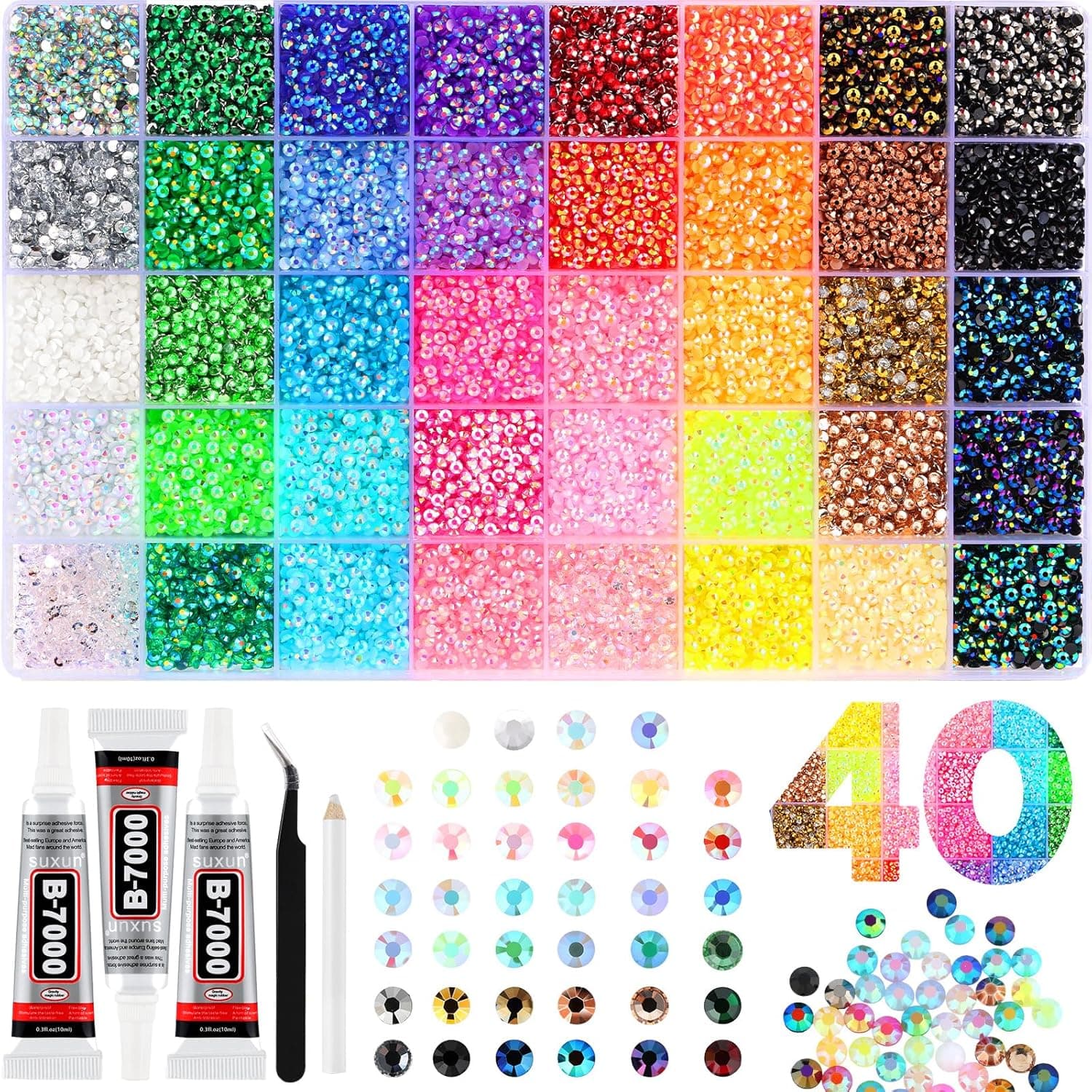 Lot de 40 couleurs de strass