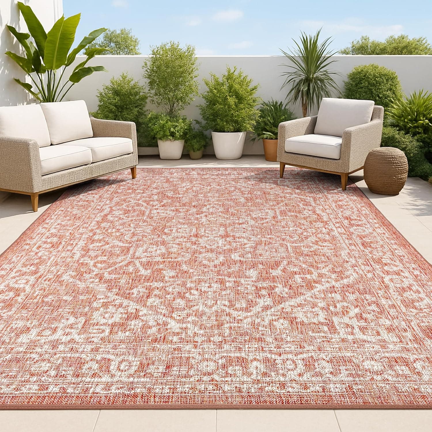  Tapis d'intérieur et d'extérieur – Tissage texturé boho, Amazon