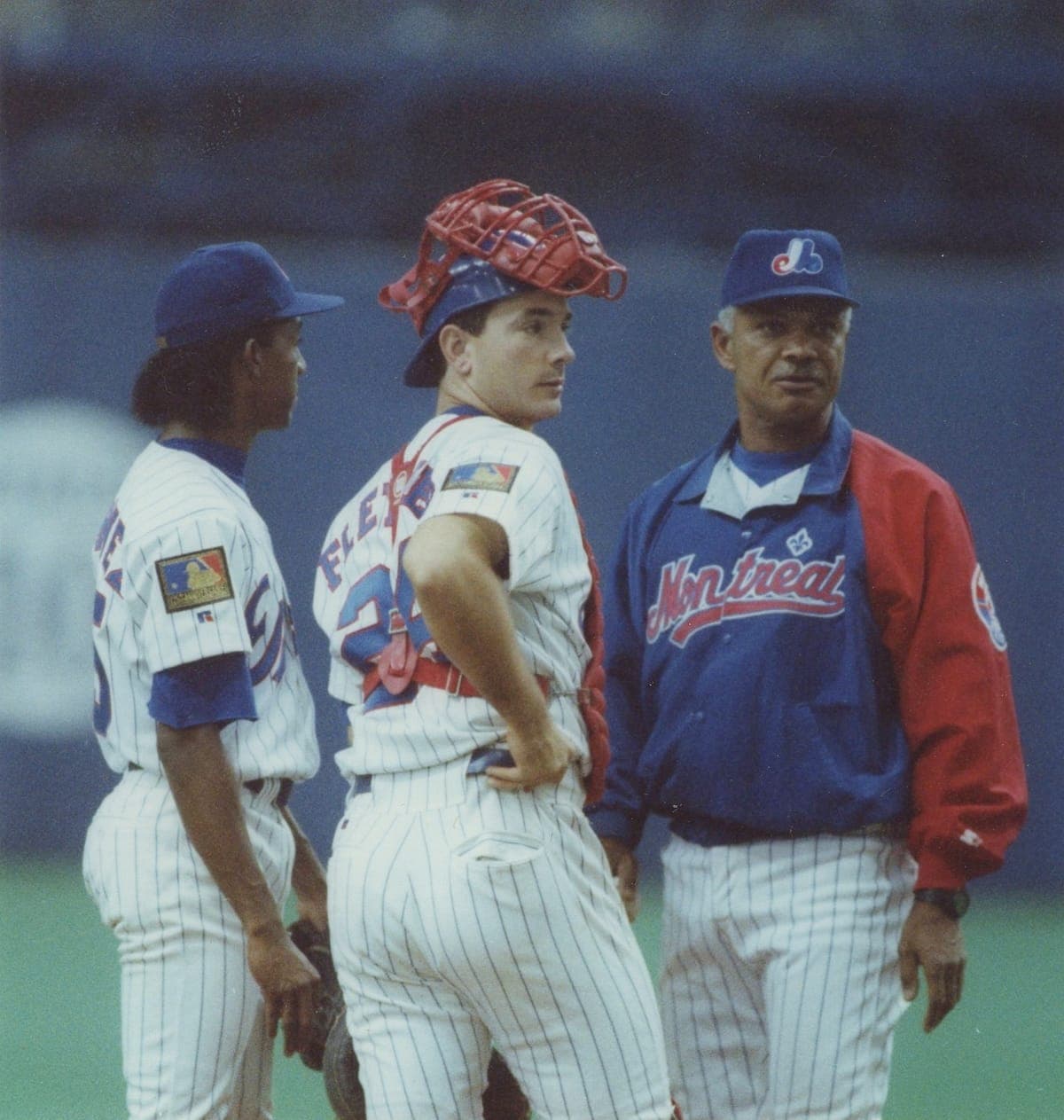Pedro Martinez, Darrin Fletcher et le gérant Felipe Alou, en mai 1994, au Stade olympique.