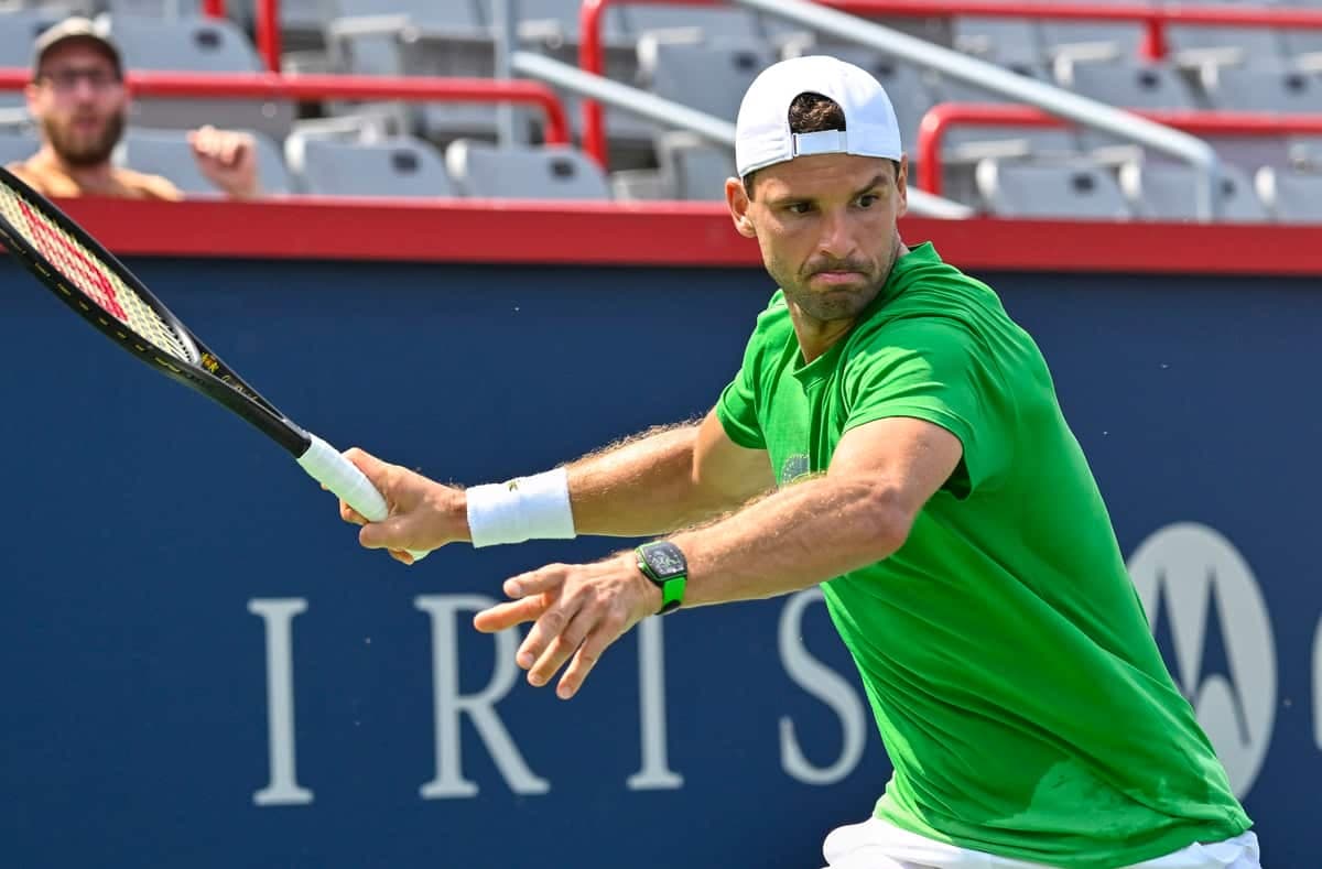 Grigor Dimitrov lors d'un entraînement à Montréal le 3 août.