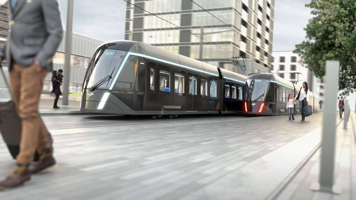 Un des trois concepts du tramway de Québec tel que présenté par Alstom (Harfang).