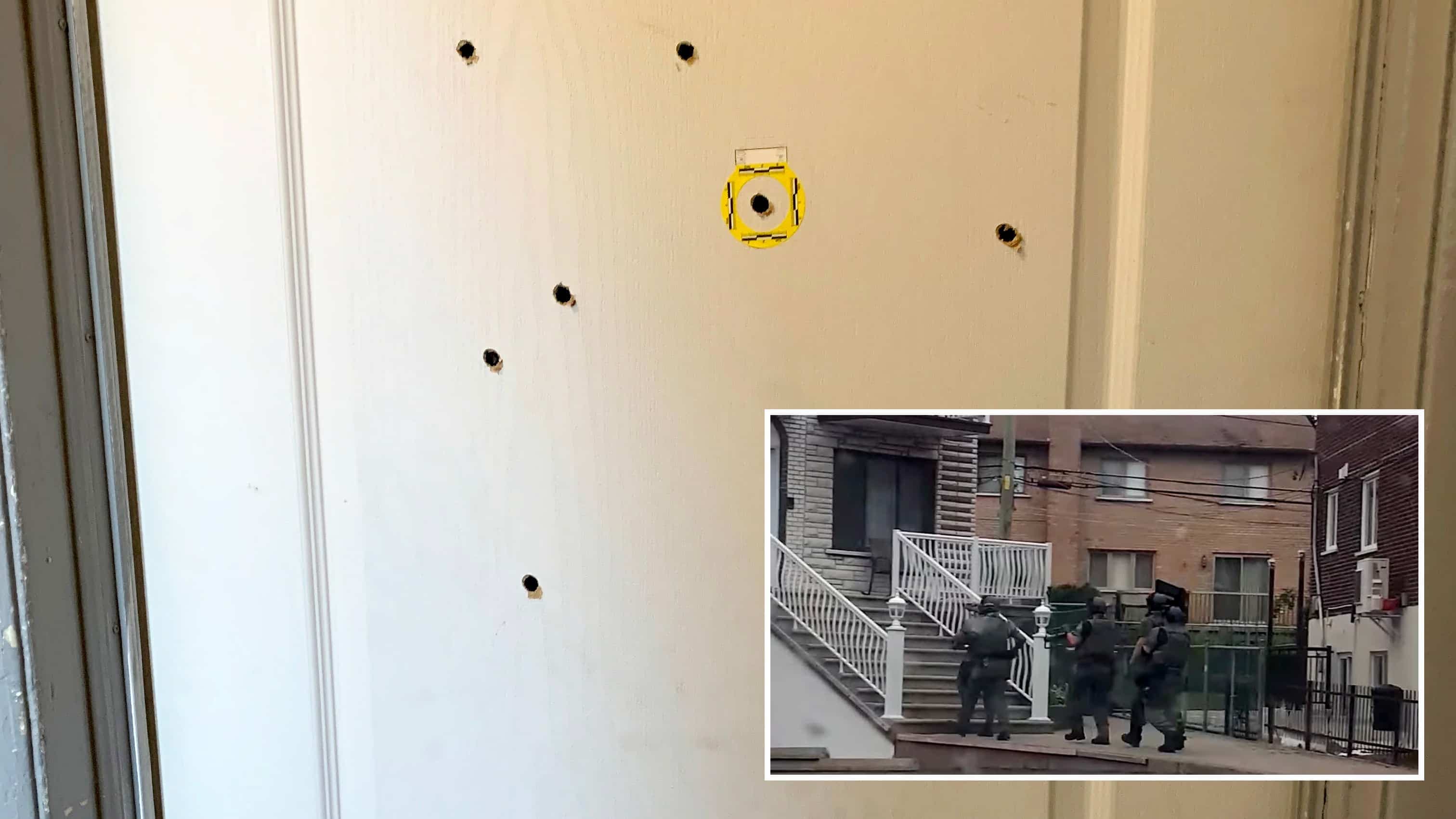 Le 30 juillet dernier, la porte d’un logement de la 21,[object Object], Avenue a été criblée de balles. Mercredi, une équipe du groupe d’intervention tactique a investi une résidence de Montréal-Nord dans le cadre d’une série de perquisitions, où six individus ont été arrêtés.