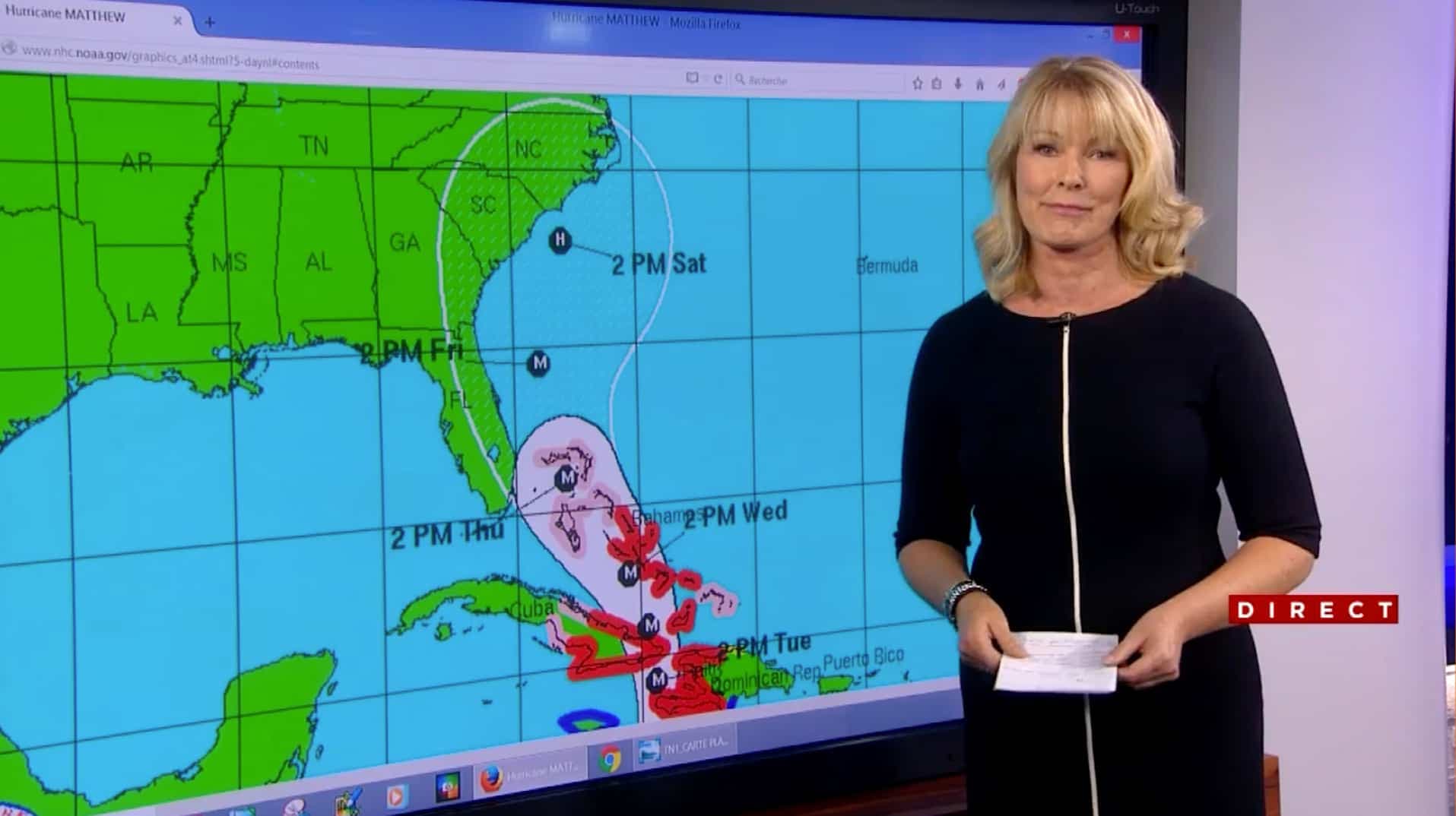 Colette Provencher, durant un bulletin météo