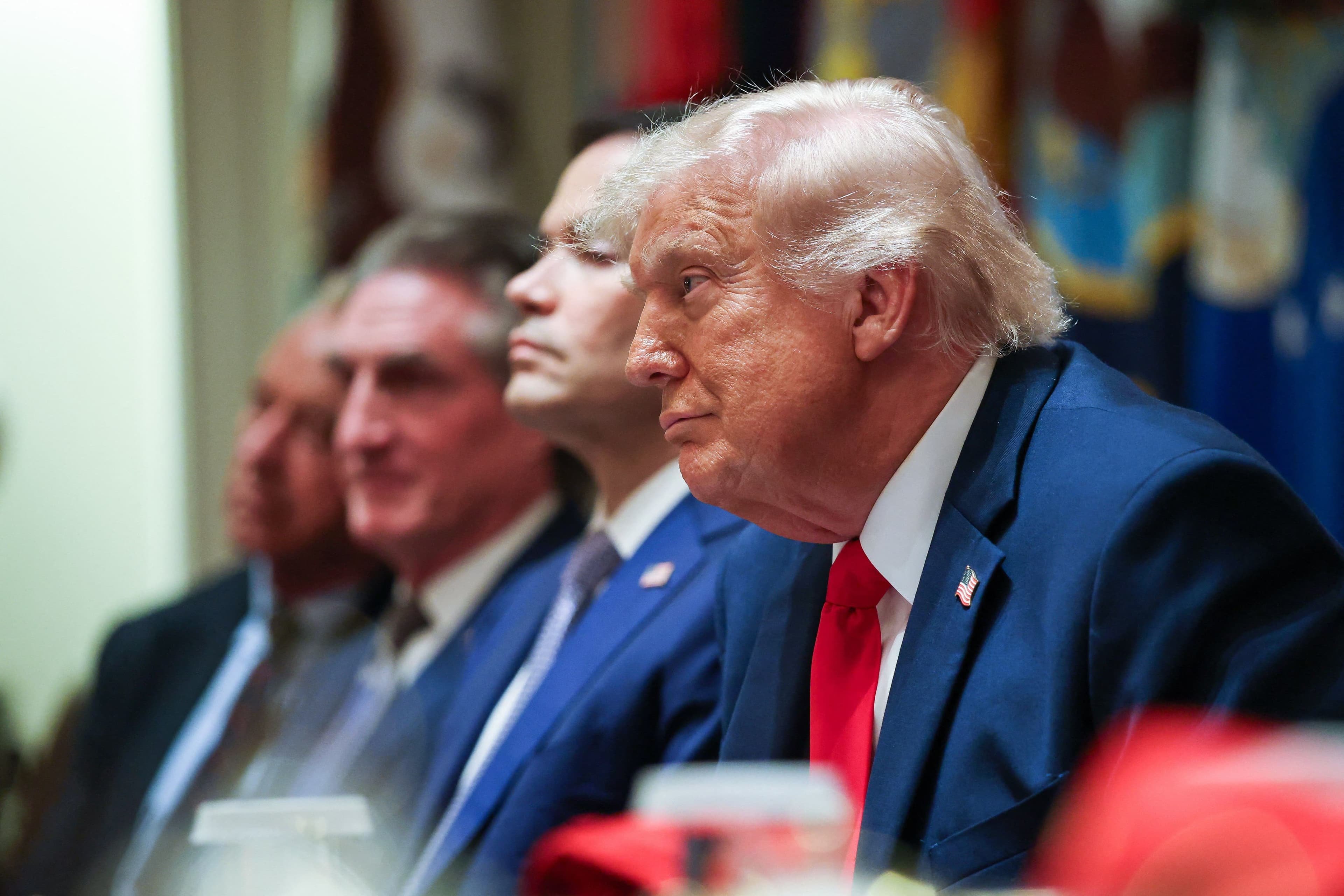 Le président américain Donald Trump lors d'une rencontre avec les membres de son cabinet, le 27 mai. Il a notamment été question de la guerre en Iran.