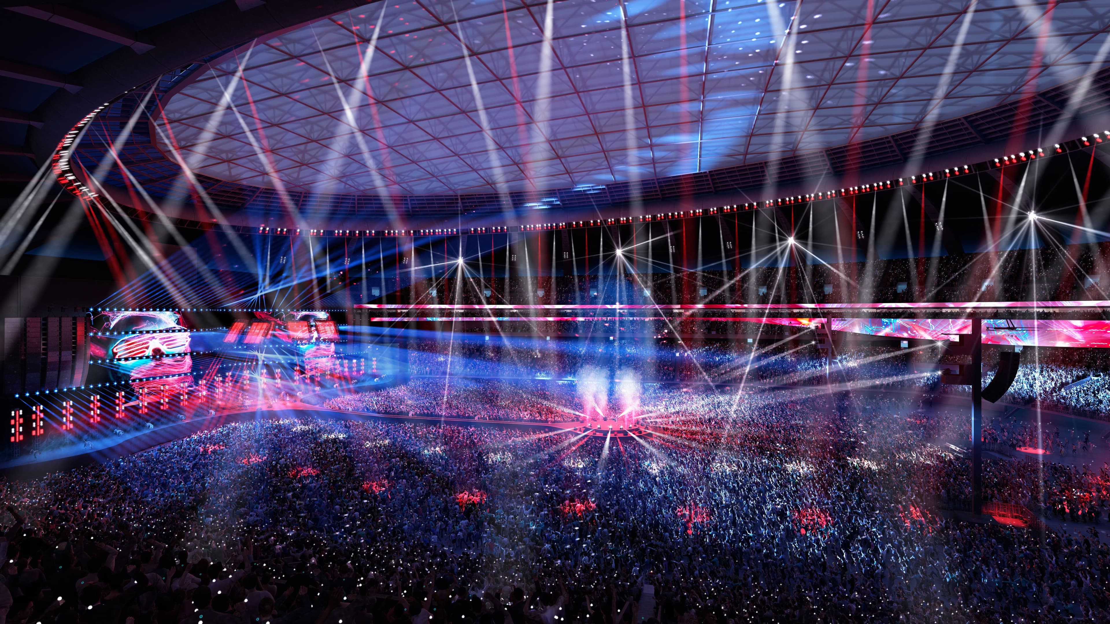 Le gouvernement a publié en février cette image d’un spectacle dans le Stade olympique, après le remplacement de la toiture et de l’anneau technique. Mais tous les éléments qu’on voit accrochés à l’anneau, dont l’éclairage, les haut-parleurs et la ventilation, n’étaient pas compris dans l’enveloppe de 870 M$.