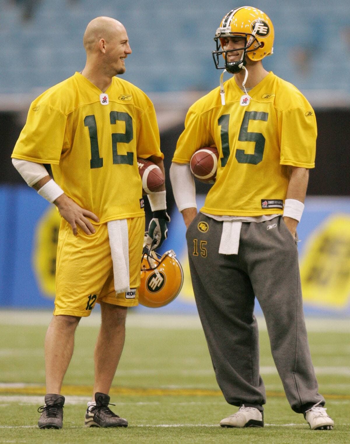 Jason Maas et Ricky Ray, photographiés le 25 novembre 2005, faisaient la paire chez les Eskimos.