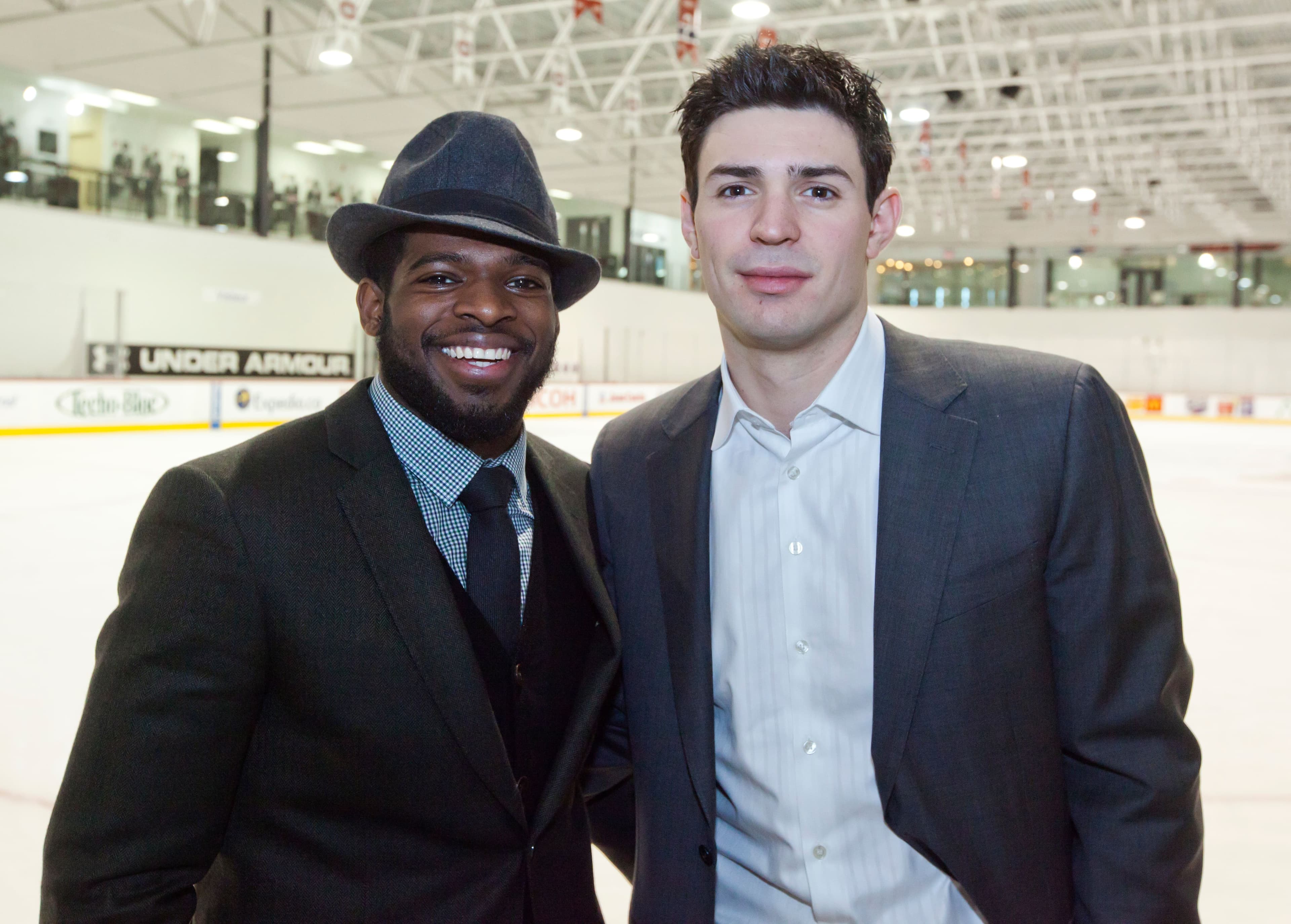 P.K. Subban et Carey Price réunis en 2014, lorsqu'ils ont appris qu'ils représenteraient tous deux les Canada aux Jeux olympiques de Sotchi.